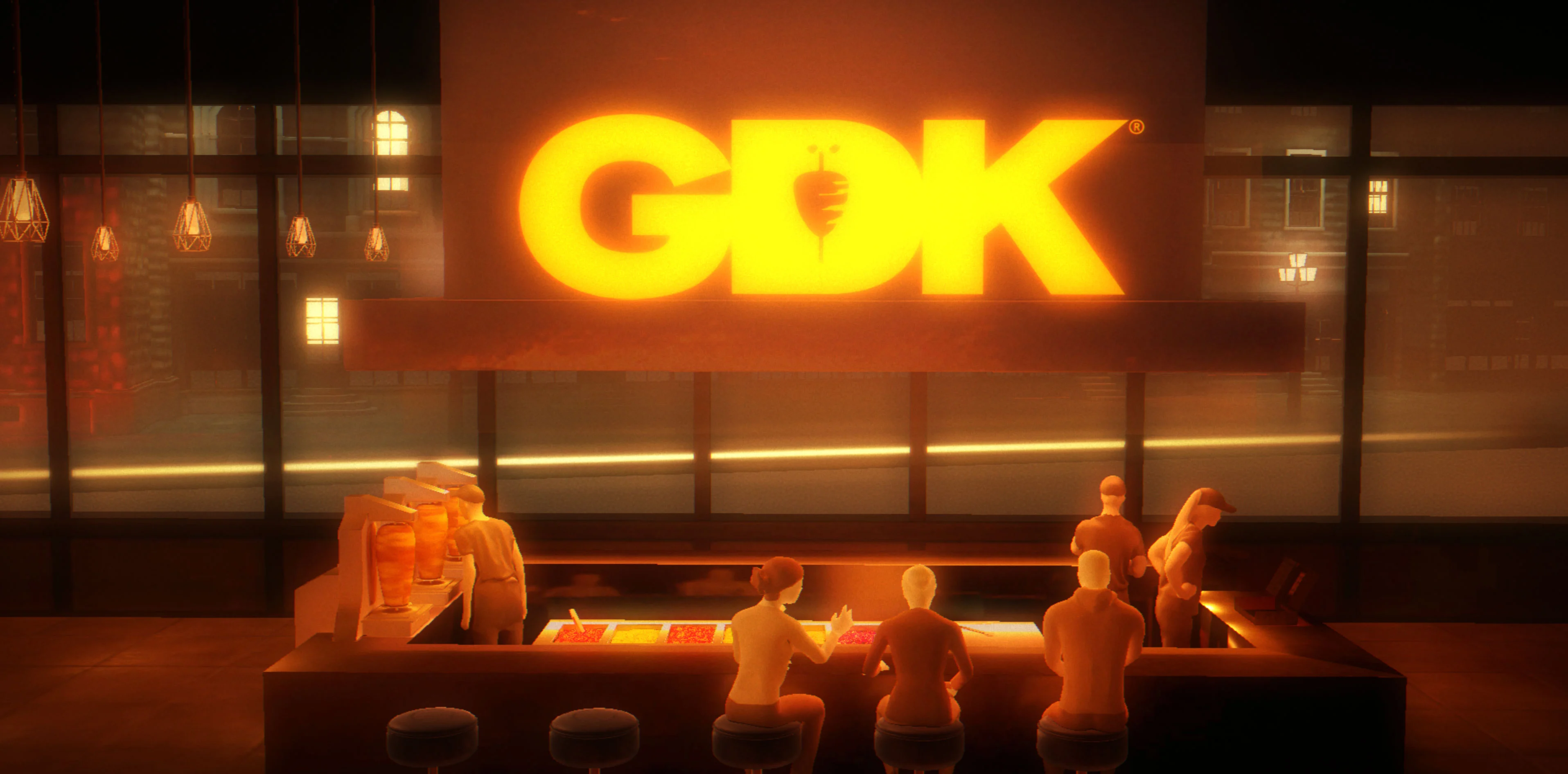 Inside a GDK restaurant — guests at the open kitchen counter